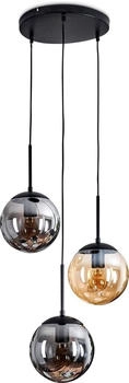 Hofstein Fossobiubo moderne Hängelampe aus Metall/Glas in Schwarz/Bernstein/Rauchfarben