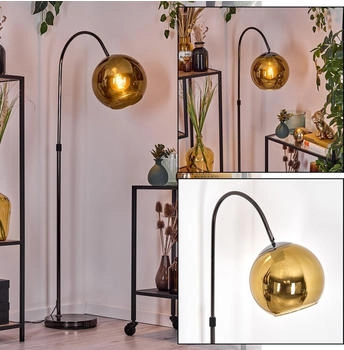 Hofstein Cesaro Stehlampe aus Metall/Glas in Schwarz/Chrom/Gold im Retro-Design