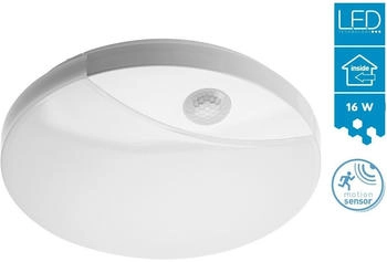 GTV 16W LED Deckenleuchte Wandlampe Wandleuchte mit Bewegungsmelder Sensor Treppenleuchte Rund Ø 250mm 4000K Neutralweiß IP44