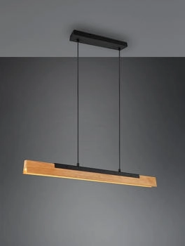 lightling Carola LED Pendelleuchte, 4-fach Touch Dimmer, höhenverstellbar bis max. 150 cm, Breite: 90 cm, Schwarz Matt Metall & Holz, max: 25W (SL341621S)