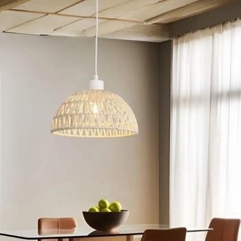 Luxpro Hängelampe, Weiß, Naturmaterialien, Metall, E27, 25x156x25 cm, , Innenbeleuchtung, Hängelampen, Pendelleuchten (800000803264)