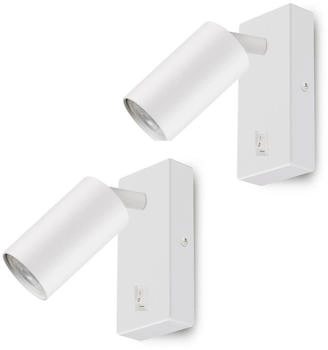 Maclean 2x LED Wandlampe Wandleuchte mit Schalter, Weiß, IP20, 40W, IP20, Warmweiß