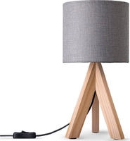 Paco Home Tischleuchte "BAJO CANVAS UNI COLOR" E14 Dreibein massiv Holz,...