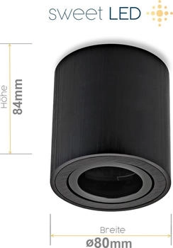 Sweet LED Aufbauleuchte GU10 rund schwarz Aluminium schwenkbar Deckenspot 230V, ohne Leuchtmittel, Aufbaustrahler LED, Aufbauspot, Deckenstrahler (SW-ARB05)