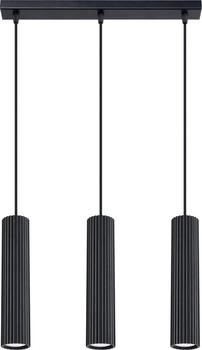 Sollux H&auml;ngelampe Pendelleuchte H&auml;ngeleuchte Deckenlampe Lampe Decke Aluminium 3 Flammig 45 x 5,6, x 98 cm Karbon Schwarz (SLX1248)