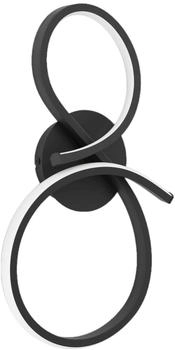 Eglo LED Wandleuchte innen Serpins, geschwungene Wandlampe, Wohnzimmerlampe aus Metall in Schwarz und Kunststoff in Wei&szlig;, warmwei&szlig;, 20,5 x 40 cm (901268)