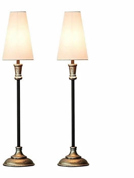 Mirabeau LOBERON Tischlampe 2er Set Obsonville, silber/schwarz/creme (81cm)