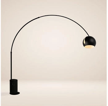 s'luce s.luce Ball Design-Bogenlampe Marmorfuß modern Bogenleuchte Stehlampe Stehleuchte, Schirm Schwarz, Basis Schwarz (800000445030)