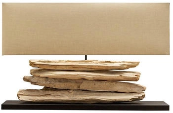 Riess-Ambiente Handgearbeitete Tischlampe RIVERINE 80cm beige Holz Tischleuchte Wohnzimmerlampe