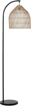 Beliani Stehlampe Metall Rattan Schirm natürlich beige rund 165 cm gebogen Boho Bernica (324081)