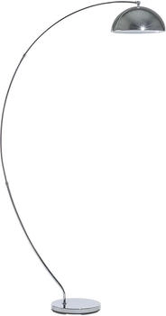 Beliani Bogen-Stehlampe Metall silber verchromt geschwungen runder Schirm 188 cm Kama (50924)