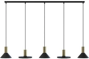 Licht-Erlebnisse Pendelleuchte EILWEN, ohne Leuchtmittel, Metall Metall GU10 H: max. 130 cm in Schwarz Messing 5-flammig (55561)