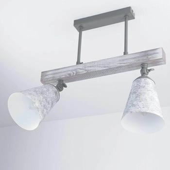 Licht-Erlebnisse Landhausstil Deckenleuchte Taupe Shabby Weiß schwenkbar Echtholz Metall Deckenlampe Wohnzimmer Küche (LU1/3/122)