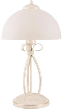 Licht-Erlebnisse Nachttischlampe LIRLIN, ohne Leuchtmittel, Tischlampe Shabby Weiß E27 43 cm Glas Metall Beleuchtung (LE46992)