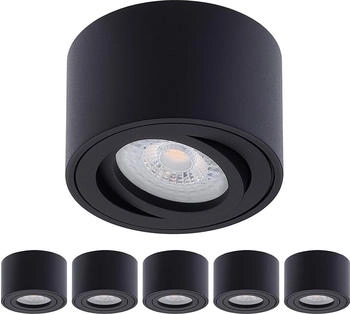 Oktaplex 6er Set Oktaplex Aufbaustrahler Alu flach & schwenkbar dimmbar inkl. LED Modul 3000K warmweiß - Aufbauspot schwarz (6x17096.3K)
