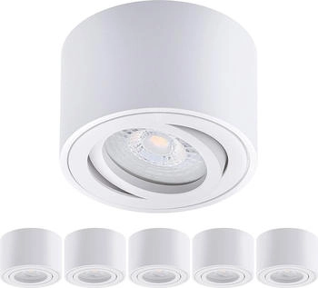Oktaplex 6er Set Oktaplex Aufbaustrahler Alu flach & schwenkbar dimmbar inkl. LED Modul 3000K warmweiß - Aufbauspot weiß (6x17099.3K)
