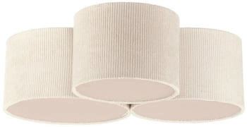 JUST LIGHT Deckenleuchte DURO, 70 x 70 cm, 3-flammig, Beige, ohne Leuchtmittel, Kunststoff, Lampenschirme aus Cord (14890-39)