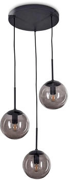 Hofstein Arviè »Arviè« Hängelampe aus Metall/Glas in Schwarz/Rauchglas