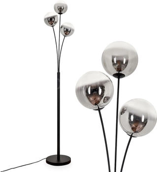 Hofstein Lerici Stehlampe aus Metall/Glas in Schwarz/Rauchfarben/Klar