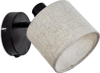 Hofstein Schiavonea verstellbare Wandlampe aus Metall/Stoff in Schwarz/Beige