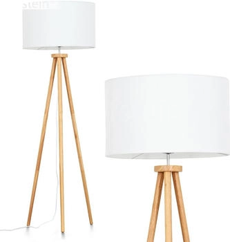 Hofstein Chioggia Stehlampe aus Holz/Stoff in Naturfarben/Weiß