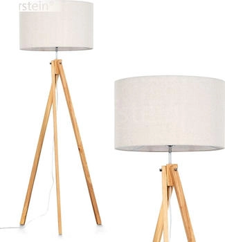 Hofstein Bitonto Stehlampe aus Holz/Stoff in Naturfarben/Beige/Weiß