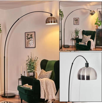 Hofstein Gavirate Stehlampe aus Metall in Schwarz/Nickel-matt/Weiß im Vintage-Design