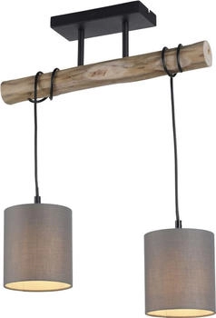 JUST LIGHT LED Pendelleuchte TRIBU Esszimmerlampe im Materialmix mit Holz grau Wohnzimmer, Esszimmer, Schlafzimmer, Küche 15182-29