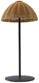 Lumisky Tischleuchte, kabellos, Polyrattan, weiß, dimmbar, FAROE, Höhe 30 cm