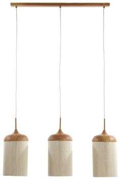 Light & Living Pendelleuchte DANIA, 90 x 32 cm - 3-flammig - Braun - Creme - Holz (2980443)