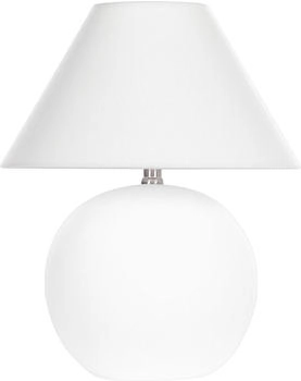 Beliani Nachttischlampe mit Keramiksockel wollweiß Terrakotta Beleuchtung mit Leinenschirm Trommelform Limia (414665)