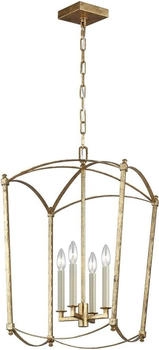 Licht-Erlebnisse LE121449 Pendelleuchte Zenor E14 aus Stahl in Antikgold Hängelampe