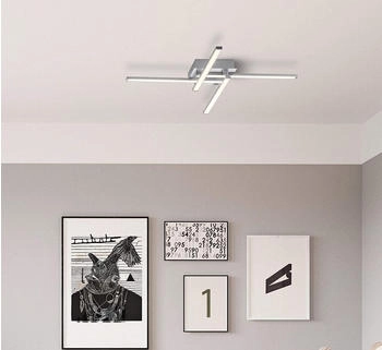 Trango LED Deckenleuchte *STRAIGHT* 4-flammig 4x 5 Watt LED Modul 3000K warm-weiß Nickel matt & Chrom (3127)