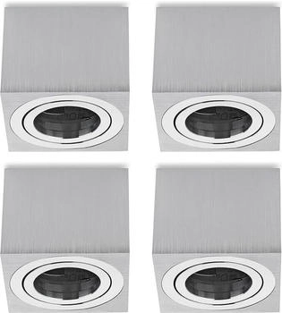 Sweet LED Aufbauleuchte Aufbauspots flach 50mm silber 4x Deckenspots Alu, Aufbaustrahler LED, Aufbauspot, Deckenstrahler (OZ-MAZR-TQG1)