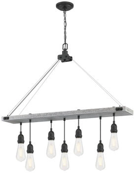Westinghouse Lighting 6116440 Siebenflammige Deckenleuchte Elway Vintage-Stil, Ausführung in Esche Antik und matt gebürstetem GUN Metall