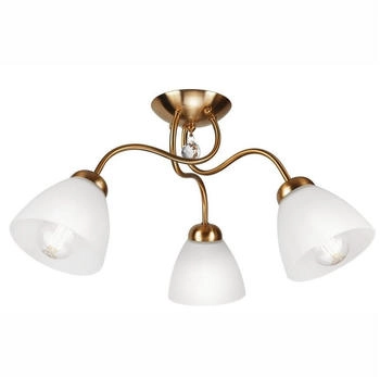 Licht-Erlebnisse Deckenleuchte ALCANA, ohne Leuchtmittel, Glas Metall E27 50 cm breit Patina/Antik Weiß 3-flammig Modern (121709)