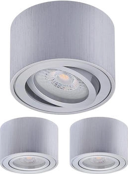 Oktaplex Oktaplex 3 Stück Aufbaustrahler Lile Alu gebürstet - inkl. LED Modul dimmbar 5W 230V 3000K Warmweiß 80x50mm Aufputz Aufbauspot Schwenkbar (3x17102.3K)