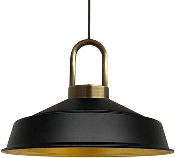 Bamyum Pendelleuchte Asletl-Lock H&auml;ngelampe aus Schwarz Metall &Oslash;40 cm Lampe