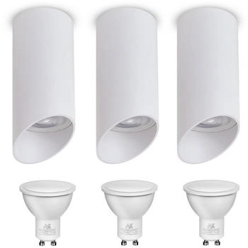 Maclean 3x LED Deckenleuchte Anbauleuchte Aluminium, Weiß, IP20, 40W (MCE360 W+MCE437 NW)