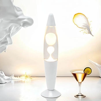 Licht-Erlebnisse Lavalampe TIMMY, Retro Lampe Weiß 36 cm klein Stimmungslicht Tischlampe Tischleuchte, Energieeffizienzklasse G (März 2021) (LA550102)
