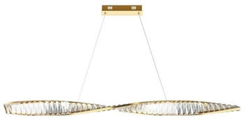 Licht-Erlebnisse LE115877 LED Pendelleuchte Maren 3000 K 2600 lm aus Metall Kristall (Kunststoff) in Messing Hängelampe