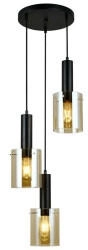 Italux PND-5581-3A-BK+AMB - Hängeleuchte an Schnur SARDO 3xE27/40W/230V schwarz/golden (IT0620)