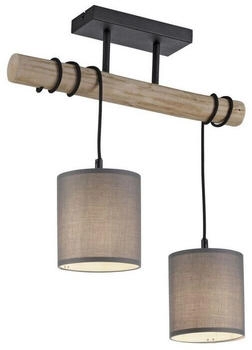 Licht-Erlebnisse Deckenleuchte NYSTOR, ohne Leuchtmittel, Stoff Metall Schwarz Taupe Natur E27 2-flammig länglich Modern (LE125950)