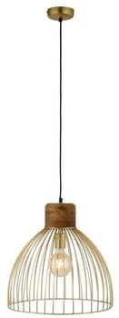 Licht-Erlebnisse Pendelleuchte STRALE, ohne Leuchtmittel, Metall Holz H: max. 120 cm D: 40 cm rund in Natur Messing Matt E27 (LE125757)