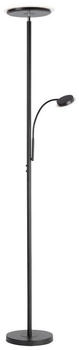 Licht-Erlebnisse LED Deckenfluter Metall Schwarz Wohnzimmer 193 cm 2500 lm Touch Dimmer mit Lesearm stilvoll schwenkbar Ambiente Stehleuchte Modern HALDOR (LE125955)