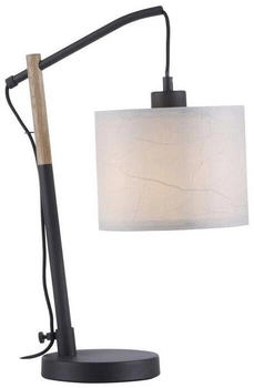 Licht-Erlebnisse Schreibtischlampe BRALIS, ohne Leuchtmittel, Metall 48,1 cm hoch Schwarz Weiß Natur E27 Modern (LE125944)