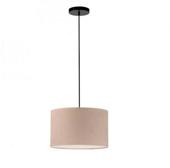 Licht-Erlebnisse Pendelleuchte ZENTIS, ohne Leuchtmittel, Stoff Metall H: max. 120 cm D: 45 cm rund Schwarz Beige E27 Modern (LE125858)