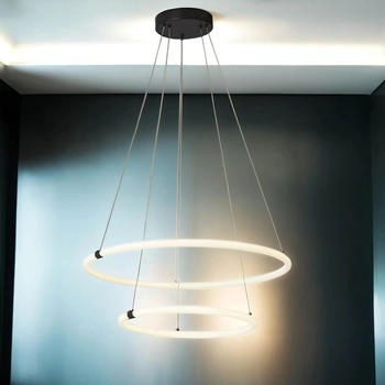 Licht-Erlebnisse LE91438 LED Pendelleuchte Naomi 3000 K 3533 lm Dimmbar aus Baustahl Acryl in Schwarz matt Weiß Hängelampe