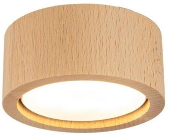 Licht-Erlebnisse Deckenleuchte COLIN, ohne Leuchtmittel, rund Ø 9,5 cm H: 4,5 cm Aufputz in Buche GX53 Holz (111393)