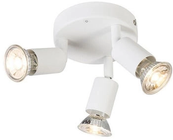 QAZQA Modern Moderner Deckenstrahler weiß rund - Jeany 3-flammig Spotbalken I Wohnzimmer I Schlafzimmer - Stahl Rund - LED geeignet GU10 (93278)